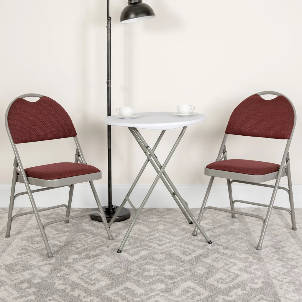Flash Furniture HERCULES Series Triple-Braced Burgundy Fabric Metal Folding Chair