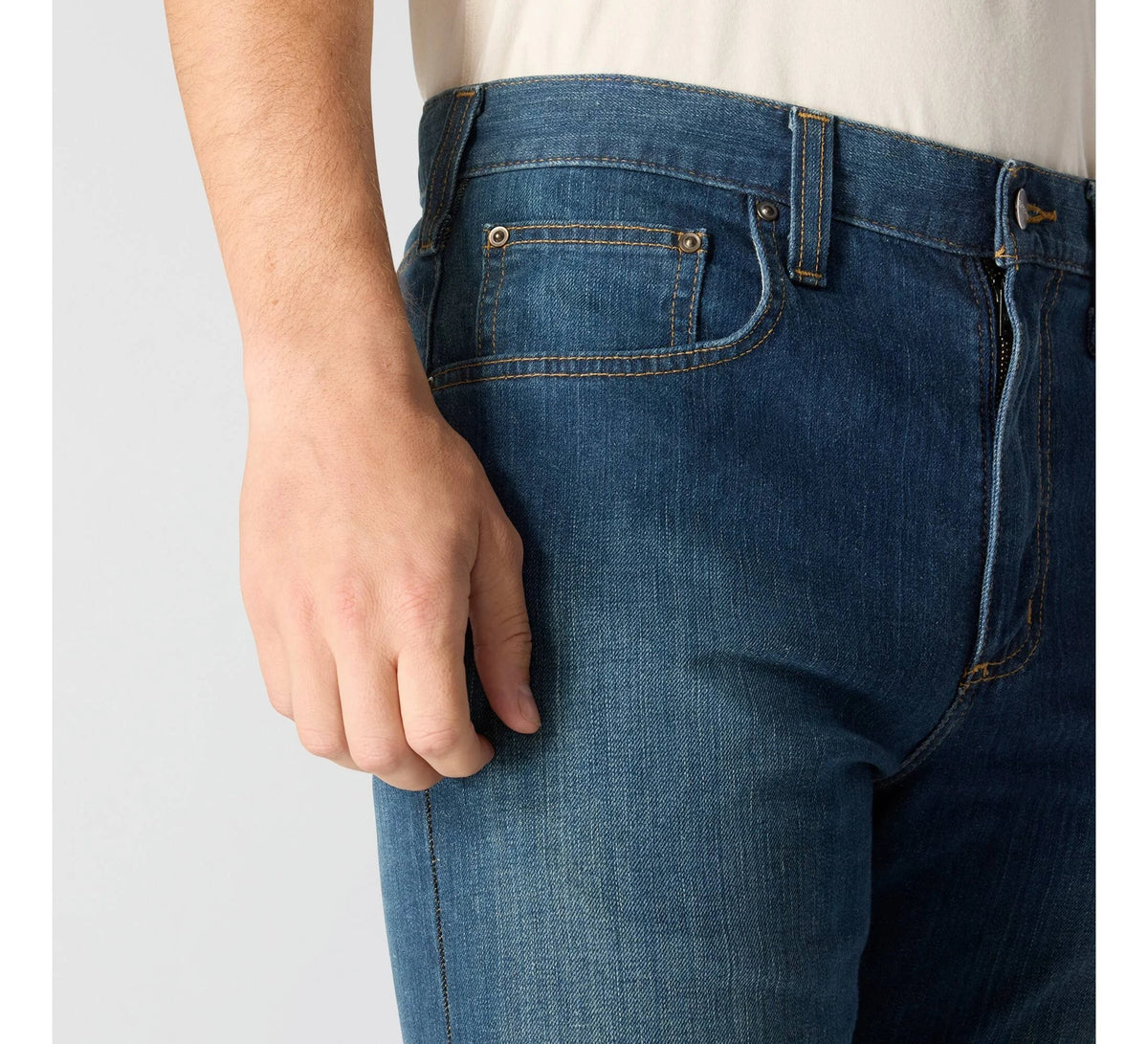 Men's Relaxed Straight Stretch Jeans - Blue