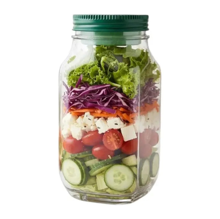 Cxren Leak-Proof Salad Shaker Jar, 2.5 Oz Dressing Cup, 7.0 X 3.5 X 3.9 Inches - Dual-Compartment