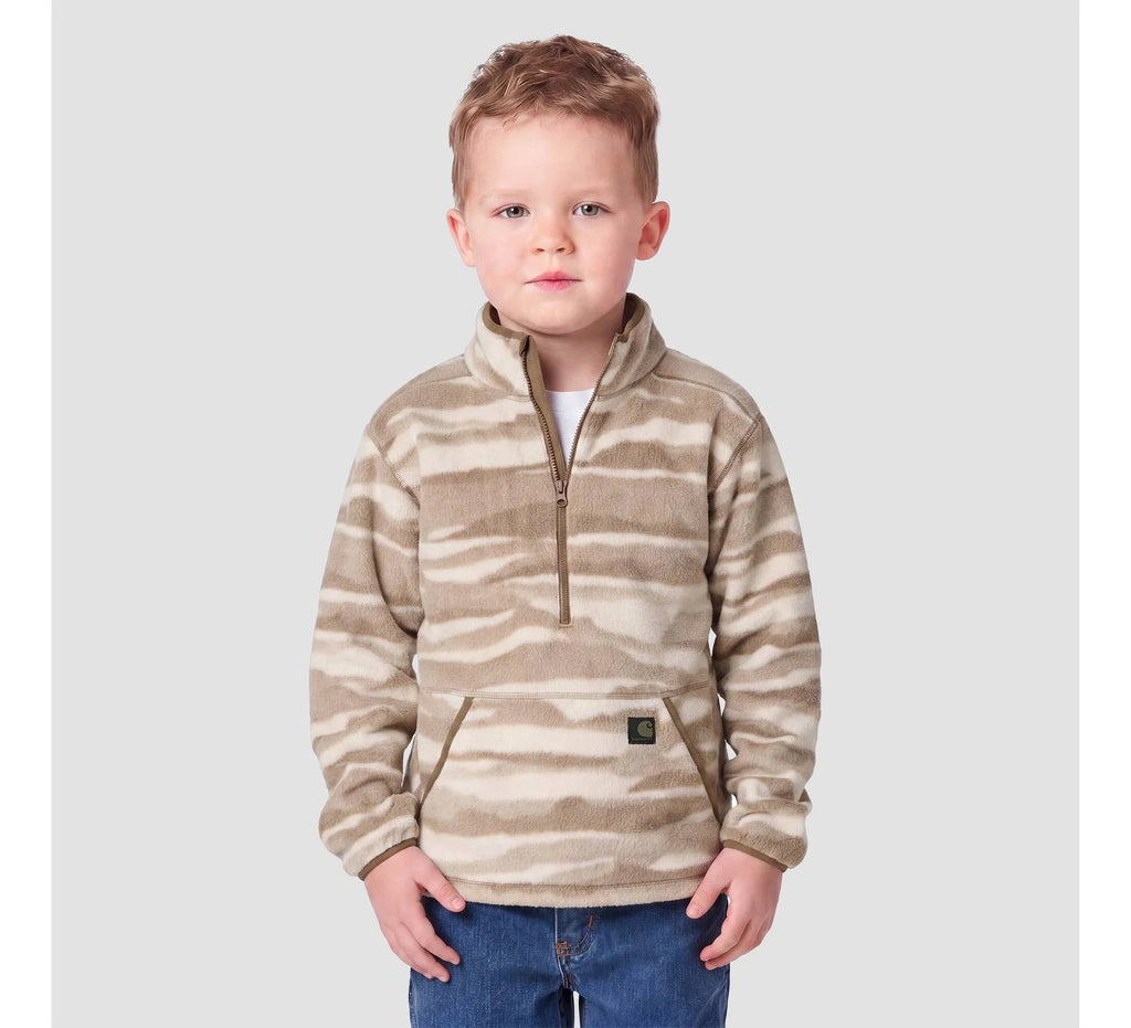 Boys' Printed Half-Zip Fleece Pullover - Beige