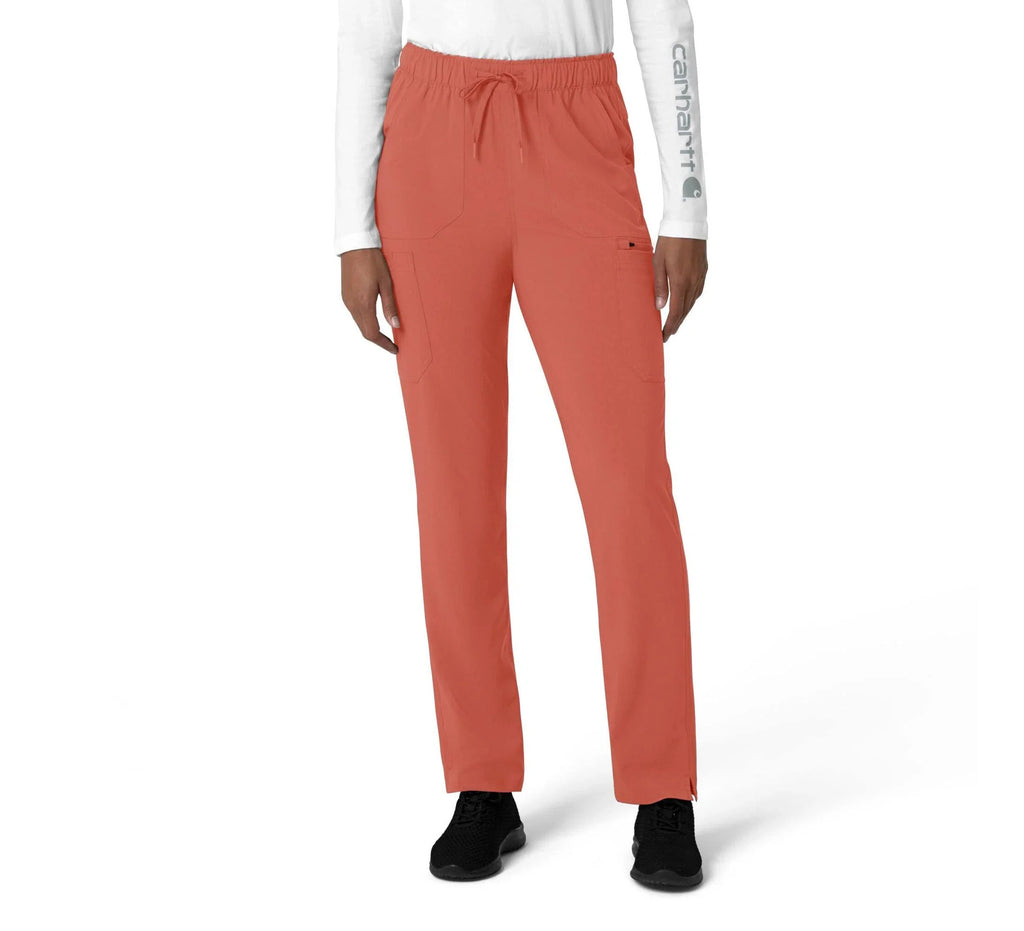 Women's Stretch Straight Leg Cargo Scrub Pants - Pink