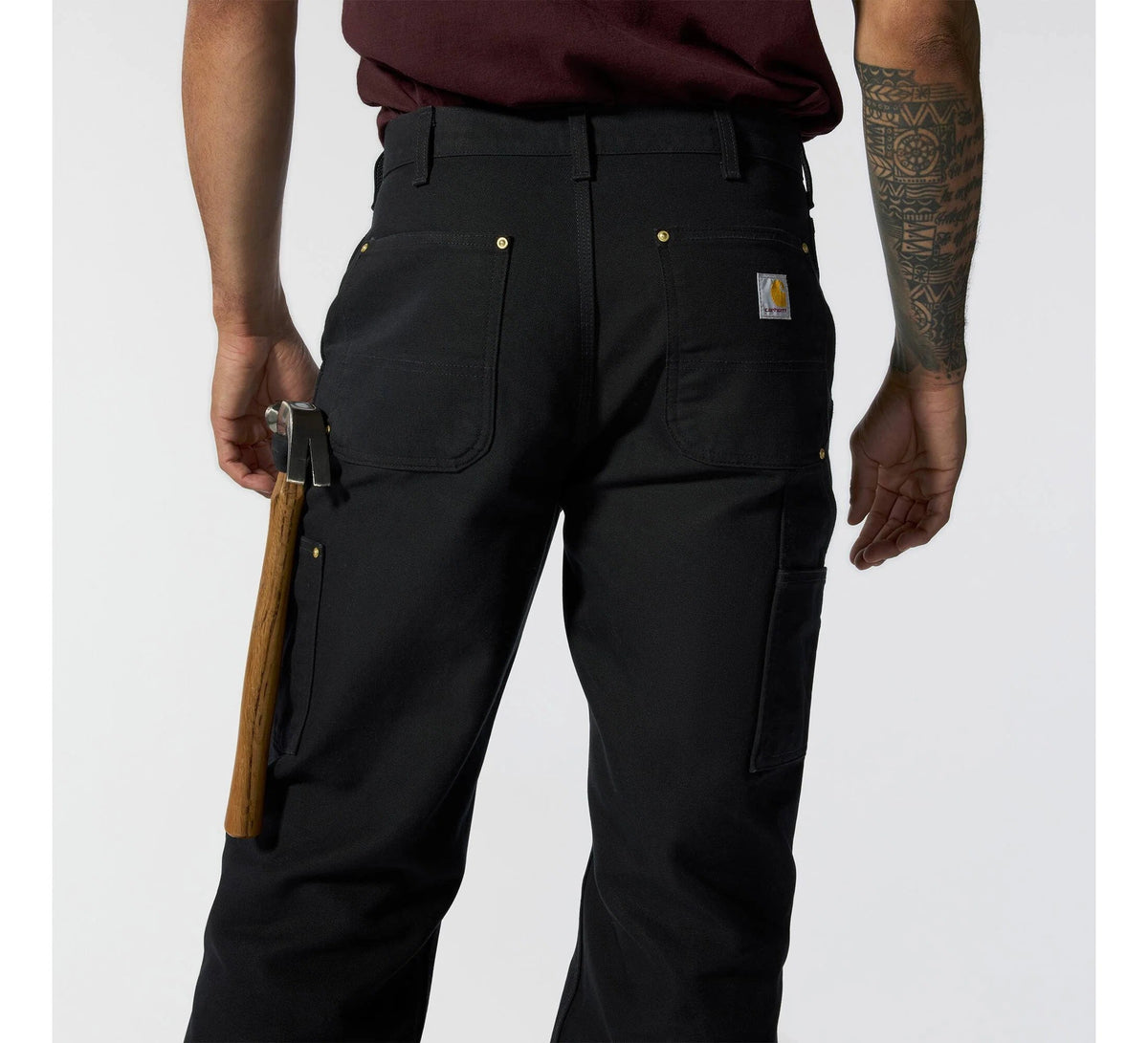 Men's Double-Knee Cotton Canvas Work Pants - Black