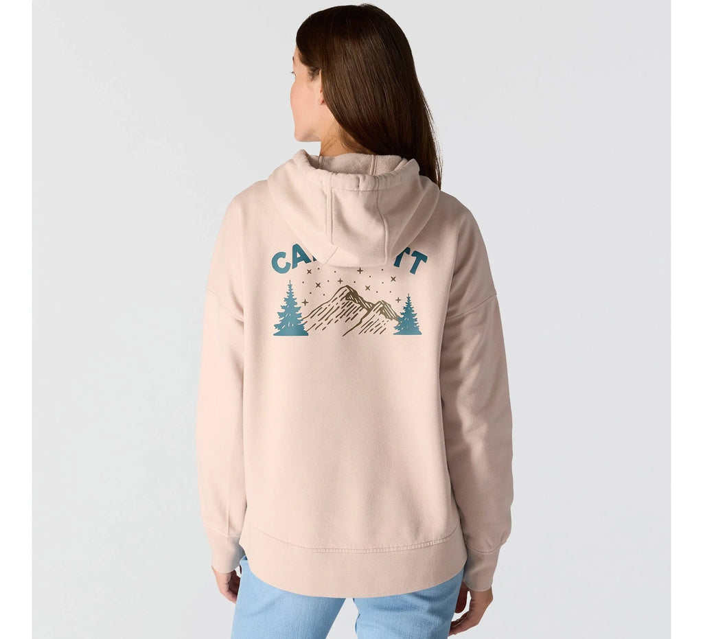 Women's Oversized Mountain Graphic Hoodie - Taupe