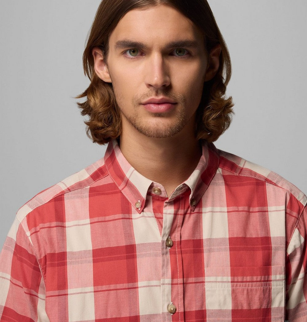 Men's Stretch Short Sleeve Plaid Shirt - Navy
