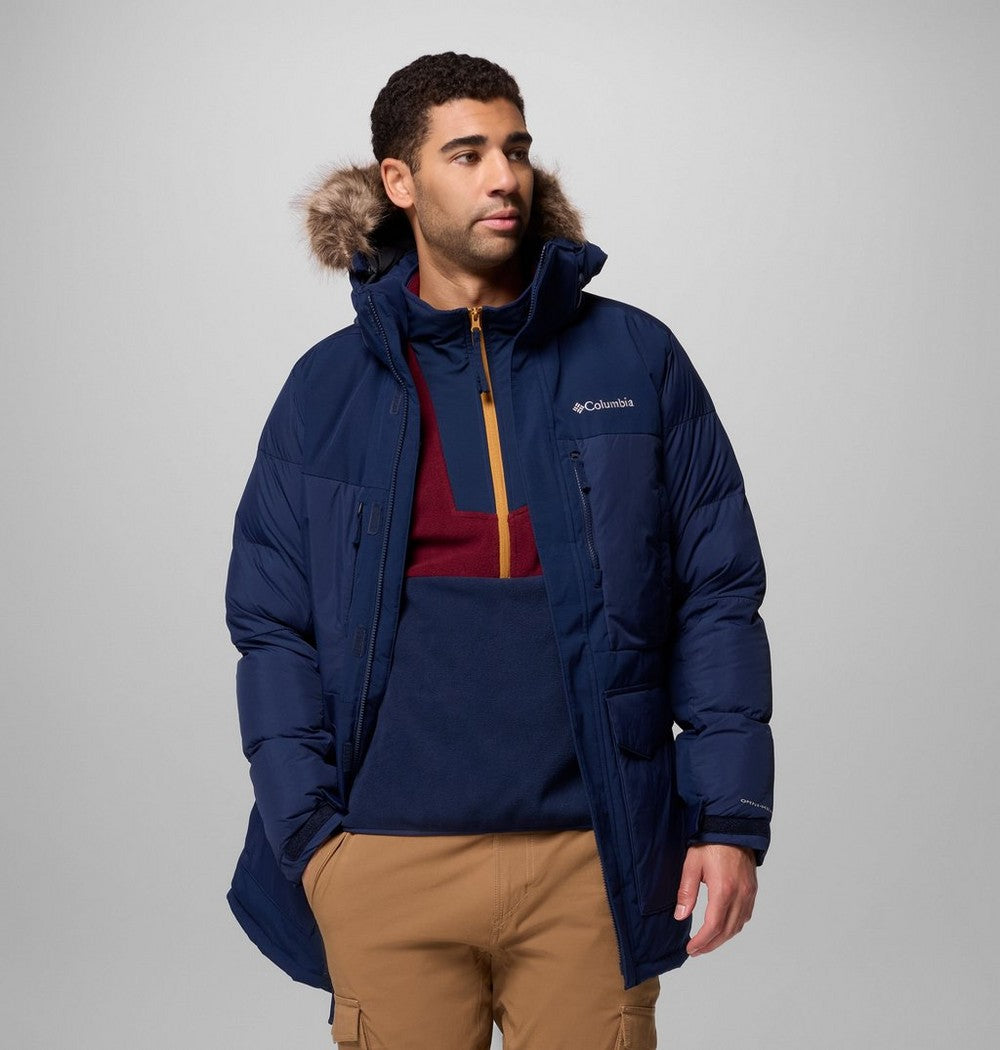 Men's Hooded Insulated Parka - Brown Black