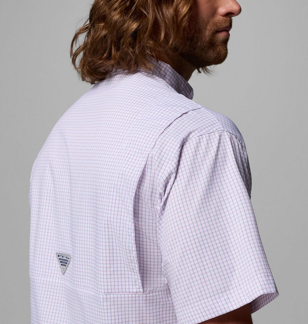Men's Vented Short-Sleeve Fishing Shirt - Green Gingham