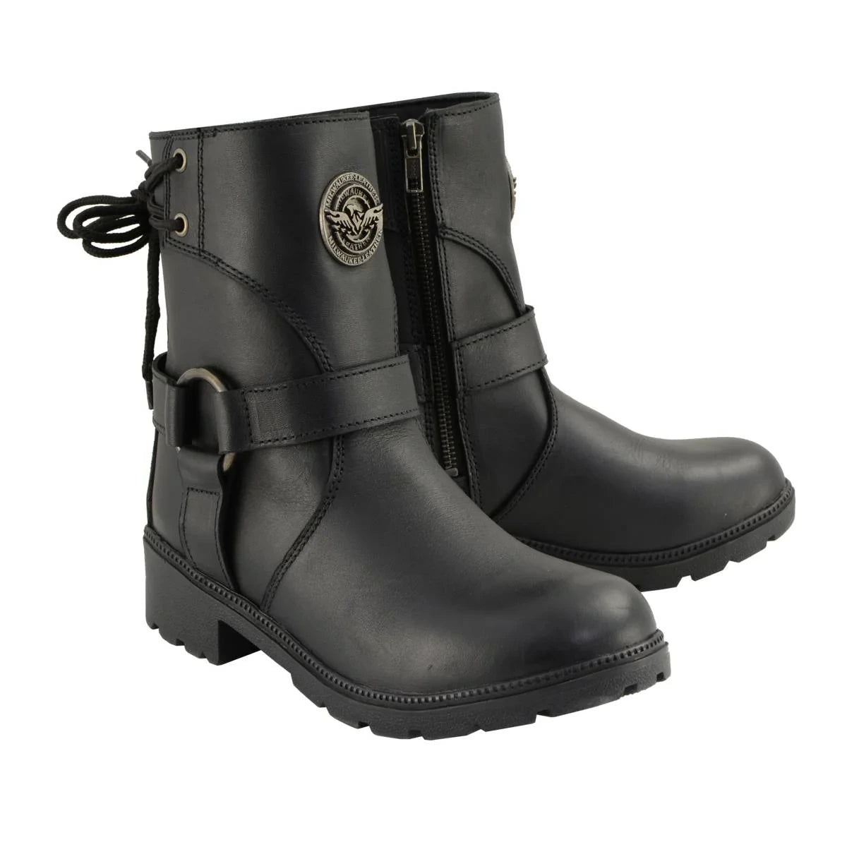 Women's Harness Motorcycle Boots - Black
