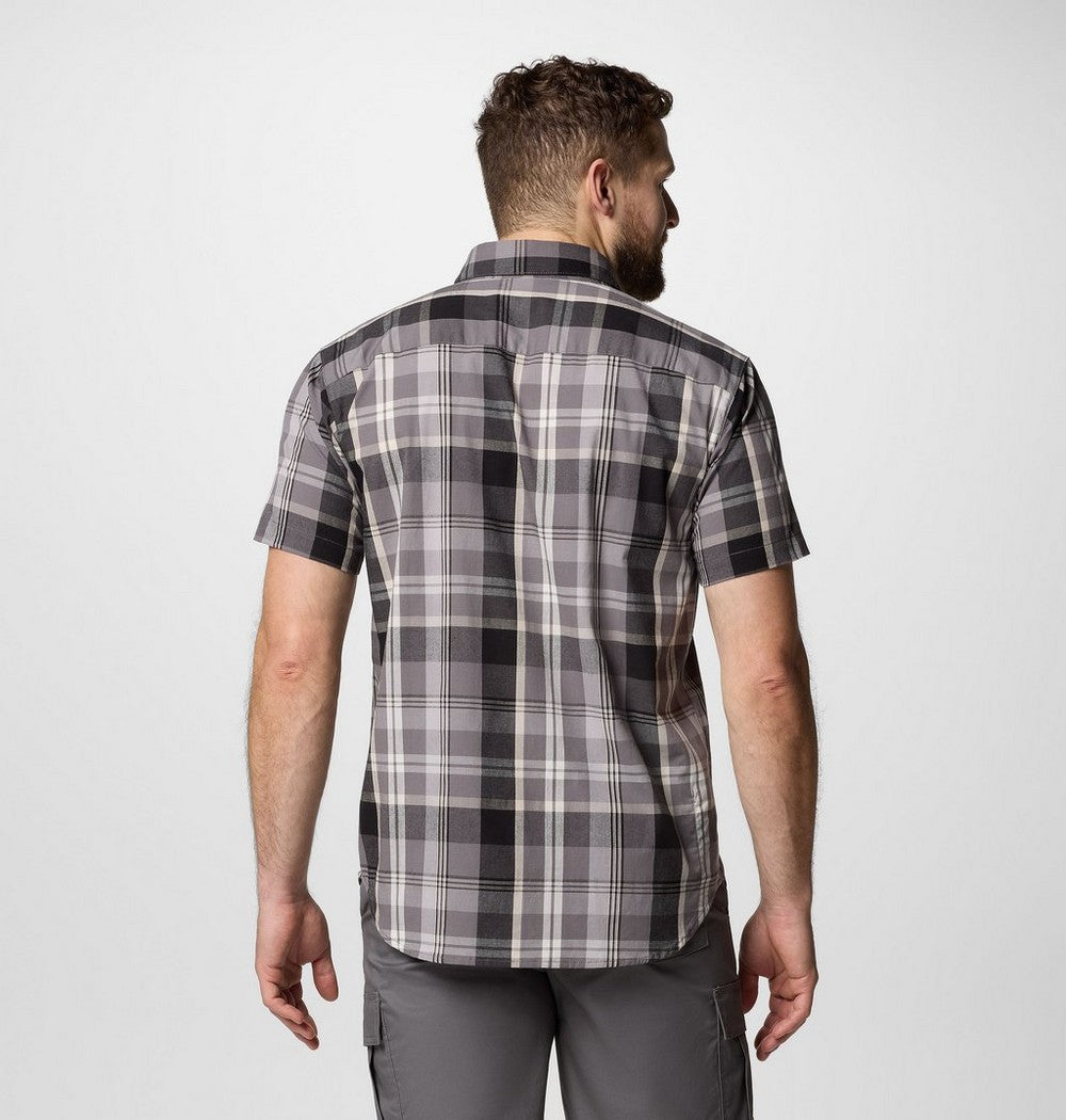 Men's Stretch Short Sleeve Plaid Shirt - Navy
