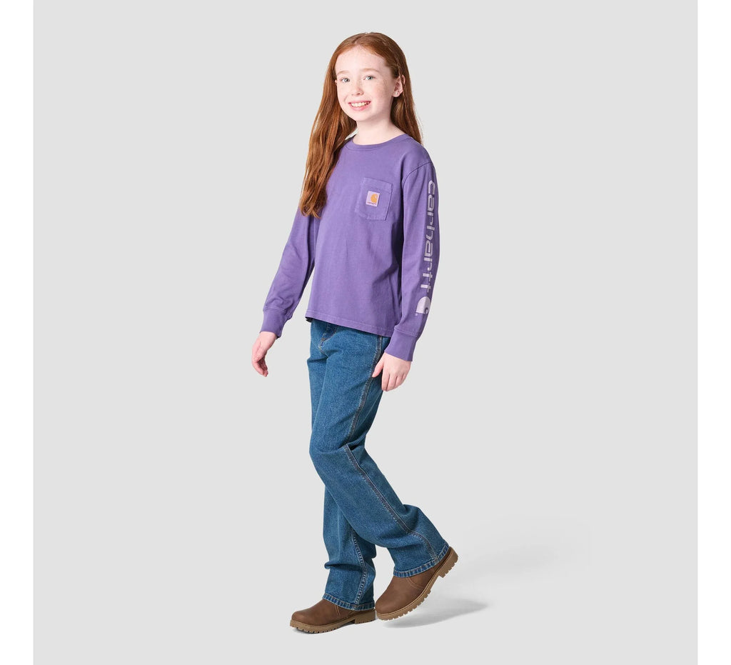 Girls' Long-Sleeve Pocket T-Shirt - Grape