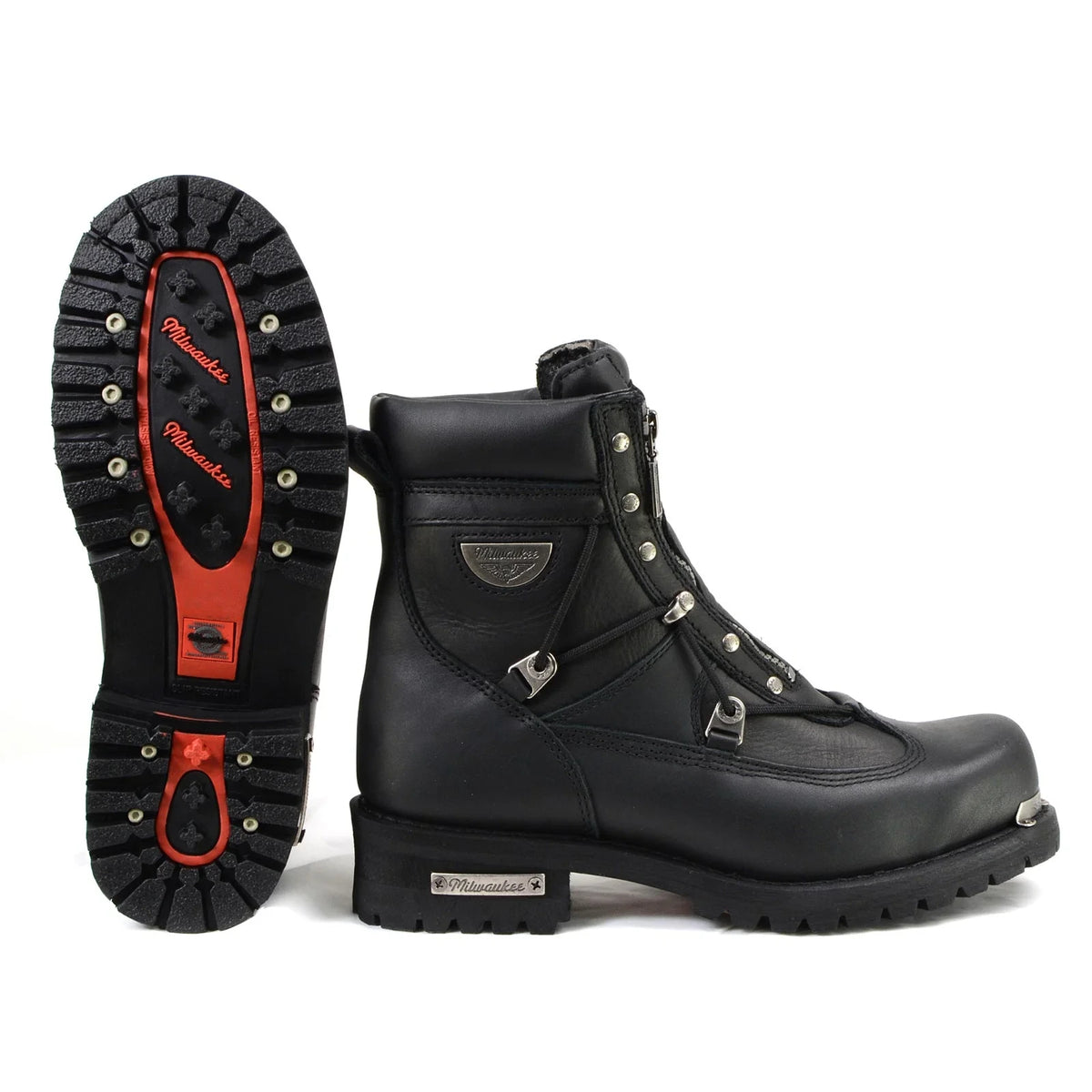 Men's Extra-Wide Zip Motorcycle Boots - Black