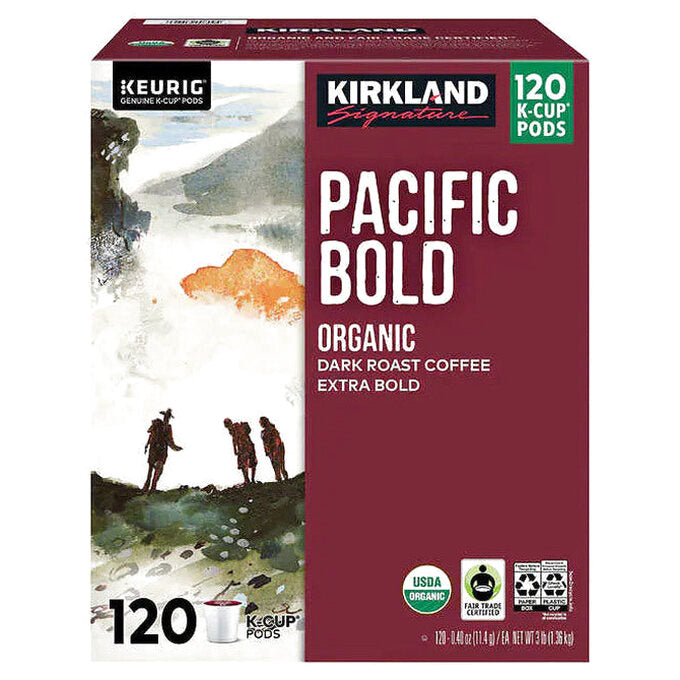 Kirkland Signature Organic Pacific Bold Dark Roast Coffee K-Cup Pods, 120-Count