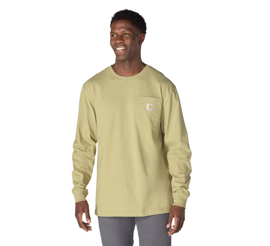 Men's Loose Heavyweight Long Sleeve Pocket T-Shirt - Black