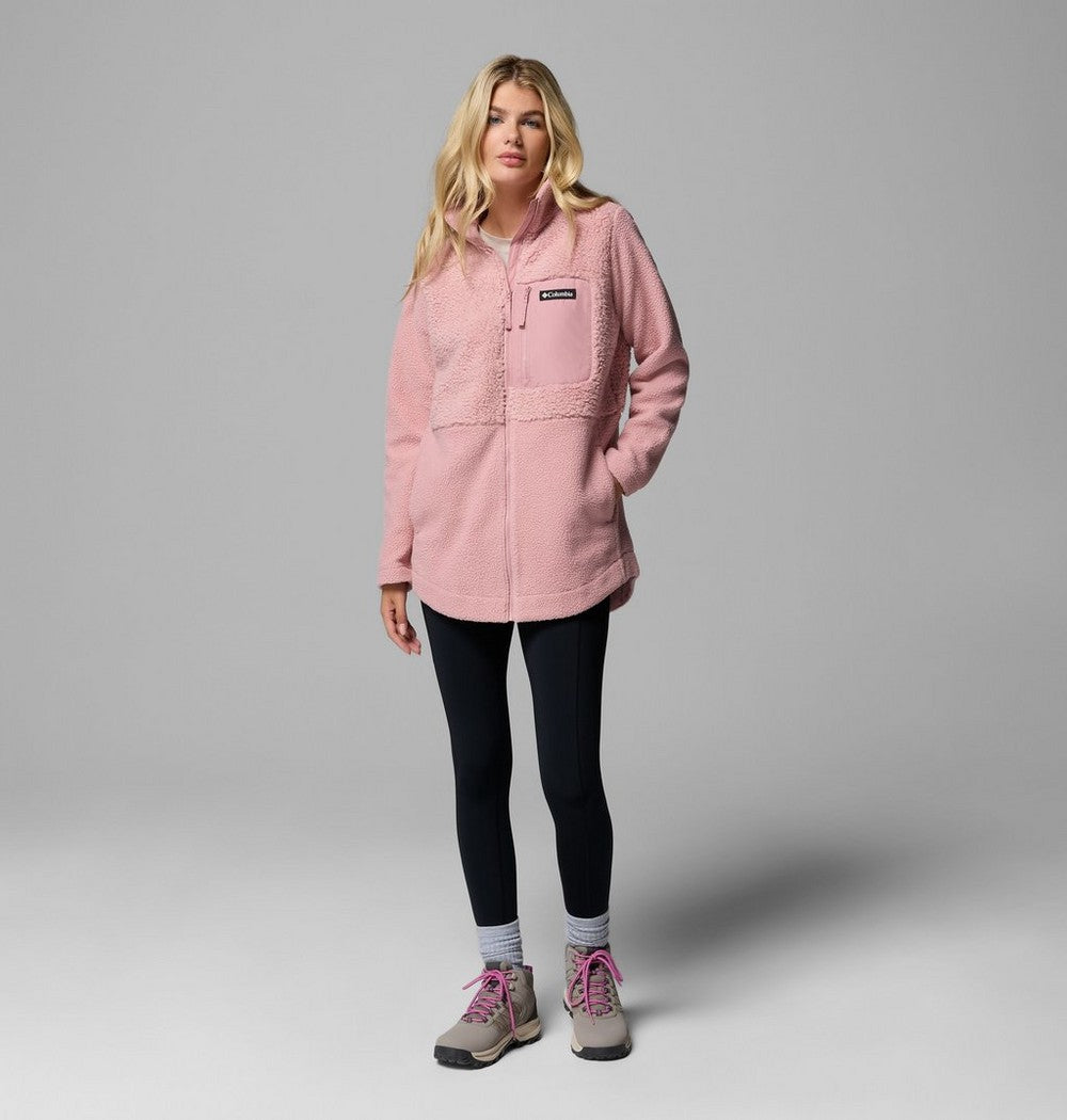 Women's Long Sherpa Full-Zip Fleece Jacket