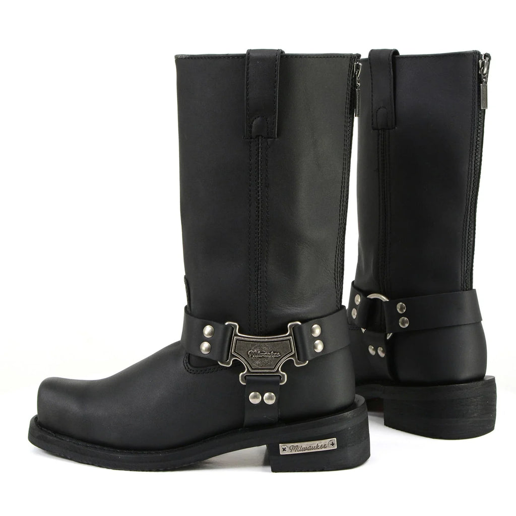 Men's Harness Motorcycle Boots - Black
