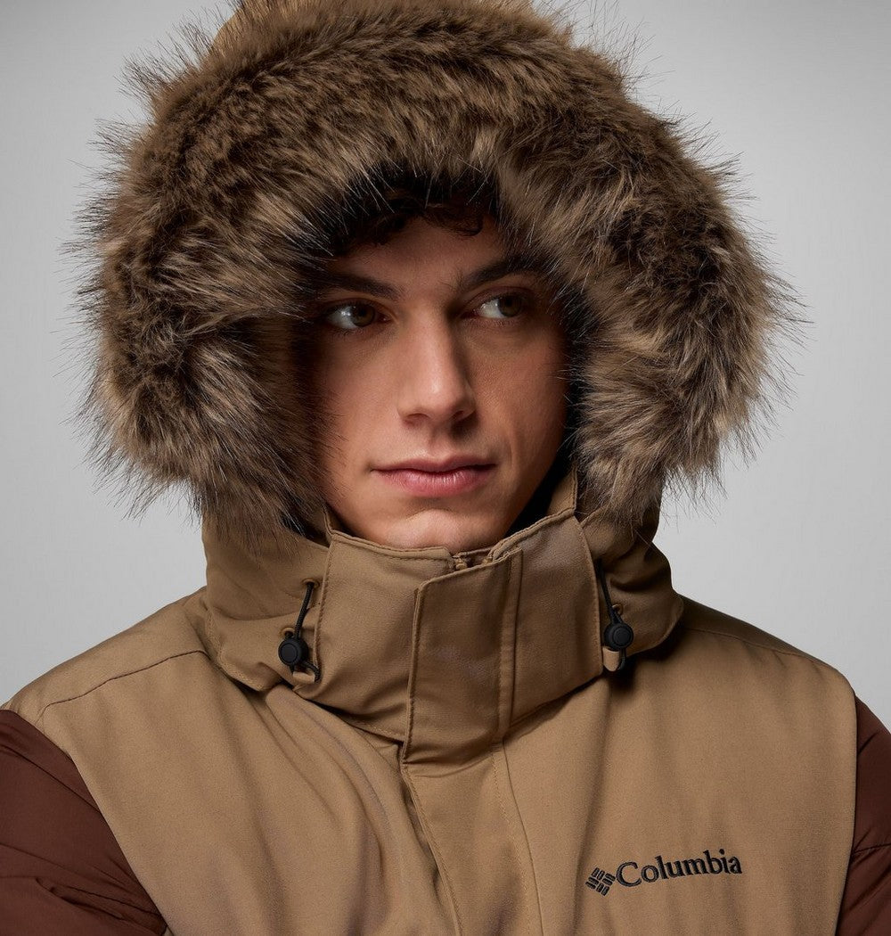 Men's Hooded Insulated Parka - Brown Black