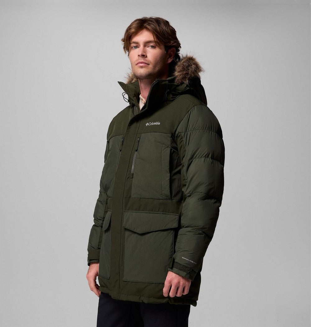 Men's Hooded Insulated Parka - Brown Black