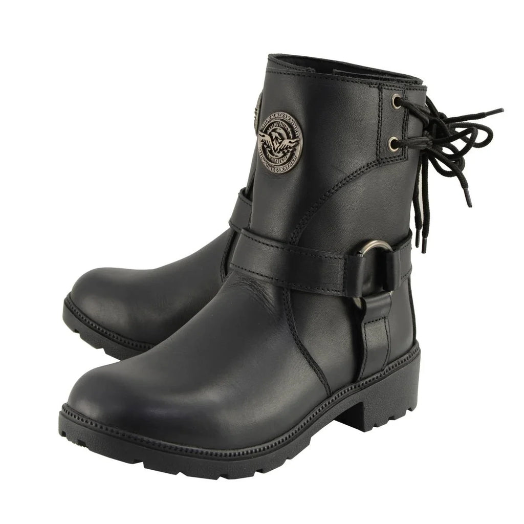 Women's Harness Motorcycle Boots - Black