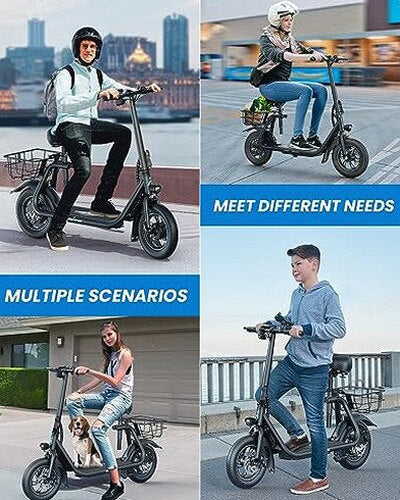 URBANMAX Electric Scooter With Seat, 450W, 22 Miles, Black - C1