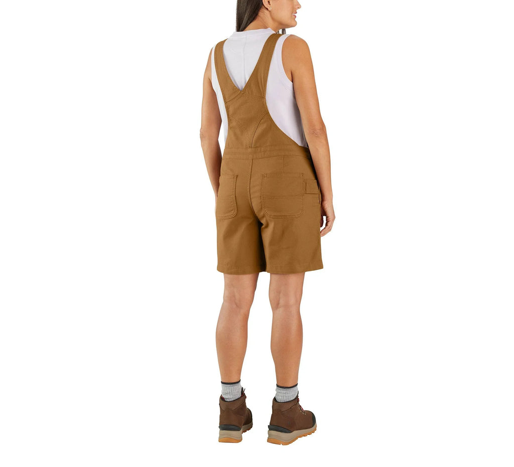 Women's Stretch Canvas Short Overalls - Black