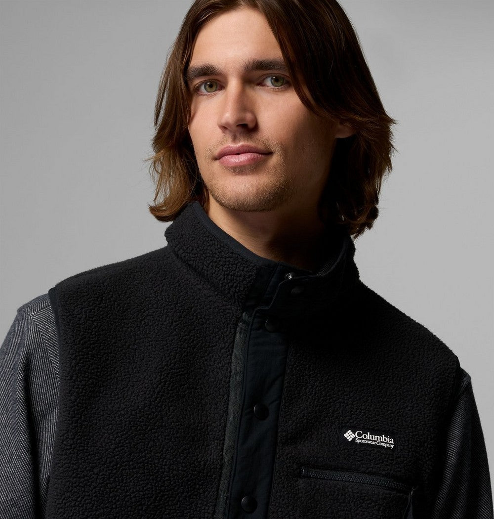 Men's Sherpa Fleece Snap Vest - Black