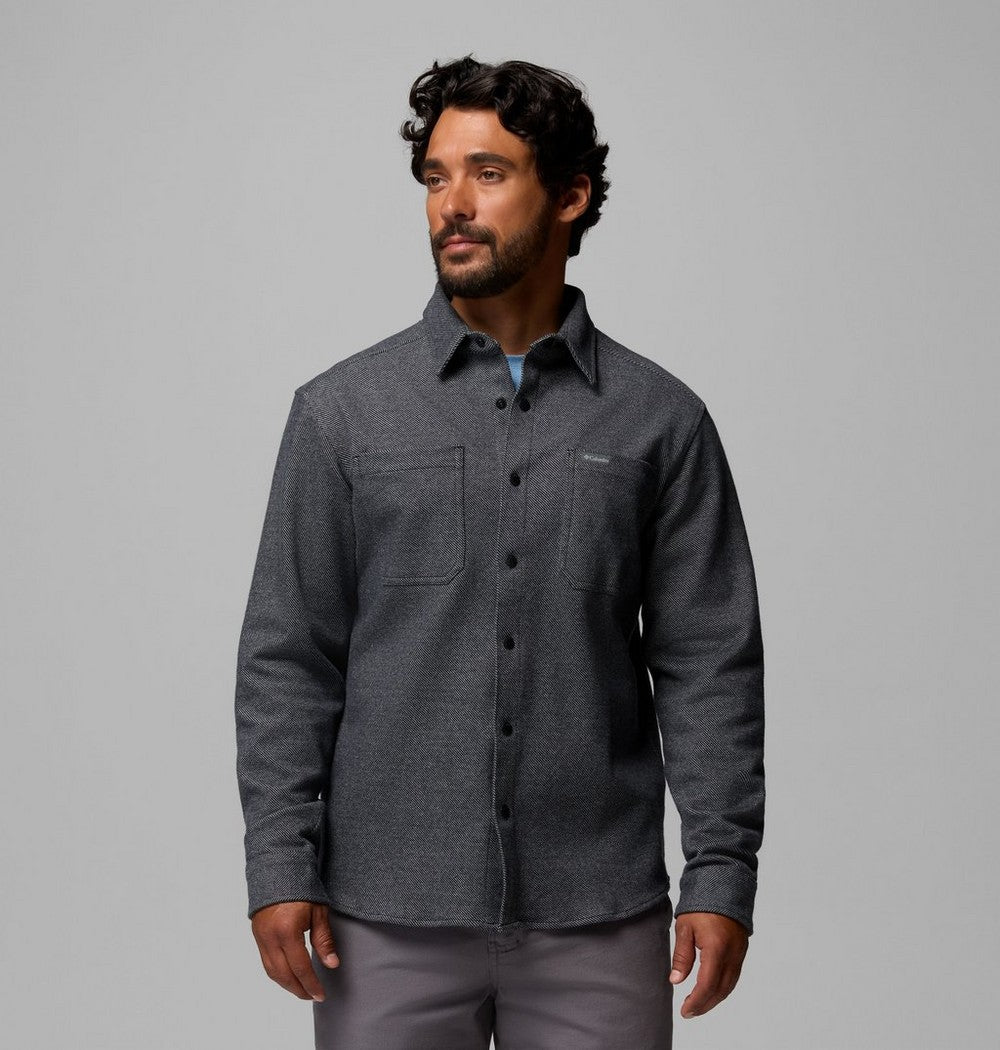 Men's Long-Sleeve Knit Snap Shirt - Black