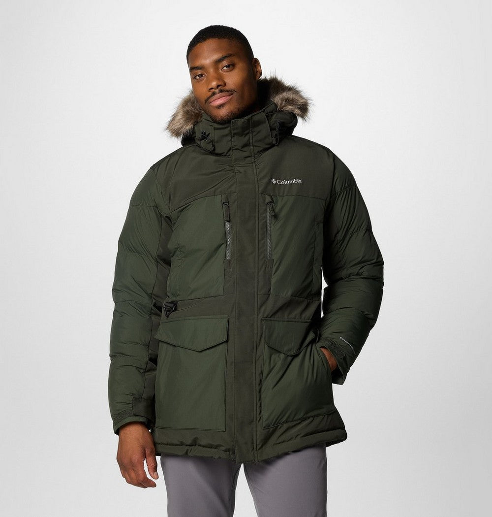 Men's Hooded Insulated Parka - Brown Black