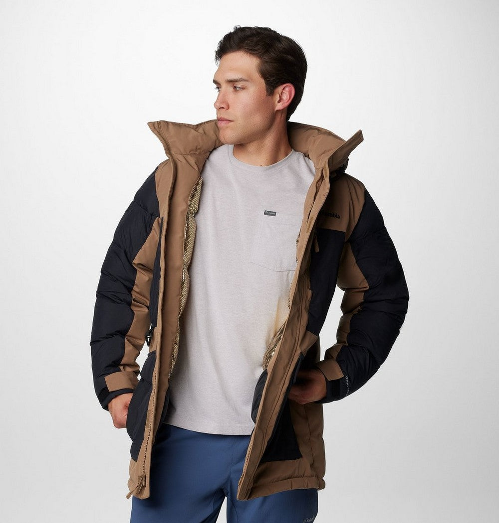 Men's Hooded Insulated Parka - Brown Black