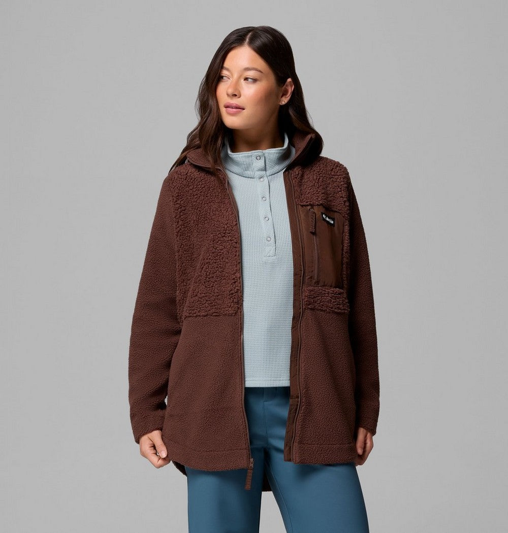 Women's Long Sherpa Full-Zip Fleece Jacket