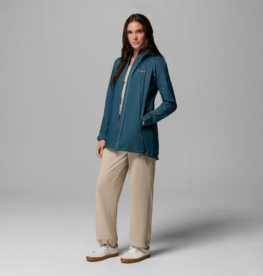 Women's Lined Long Rain Jacket - Blue