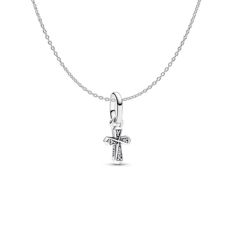 Sterling Silver Mini Cross Charm Necklace Set