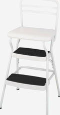 COSCO Stylaire Retro Chair And Step Stool With Flip-Up Seat - White, One Pack