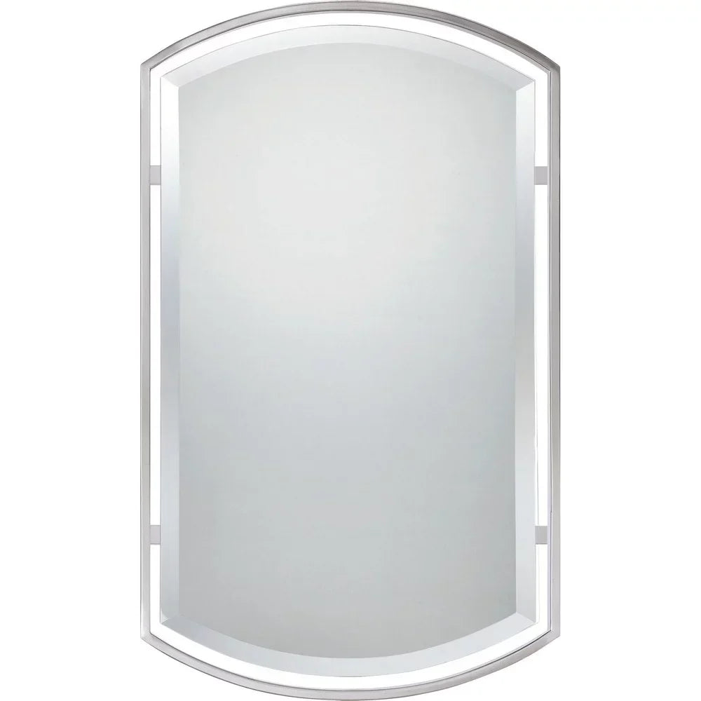 Bailey Street Symmetrical Arches Wall Mirror With Beveled Edge, Floating Frame, 21 Inches W X 35 Inches H - Brushed Nickel Finish