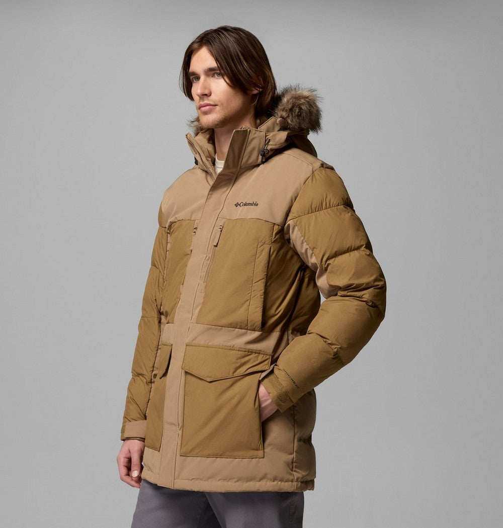 Men's Hooded Insulated Parka - Brown Black