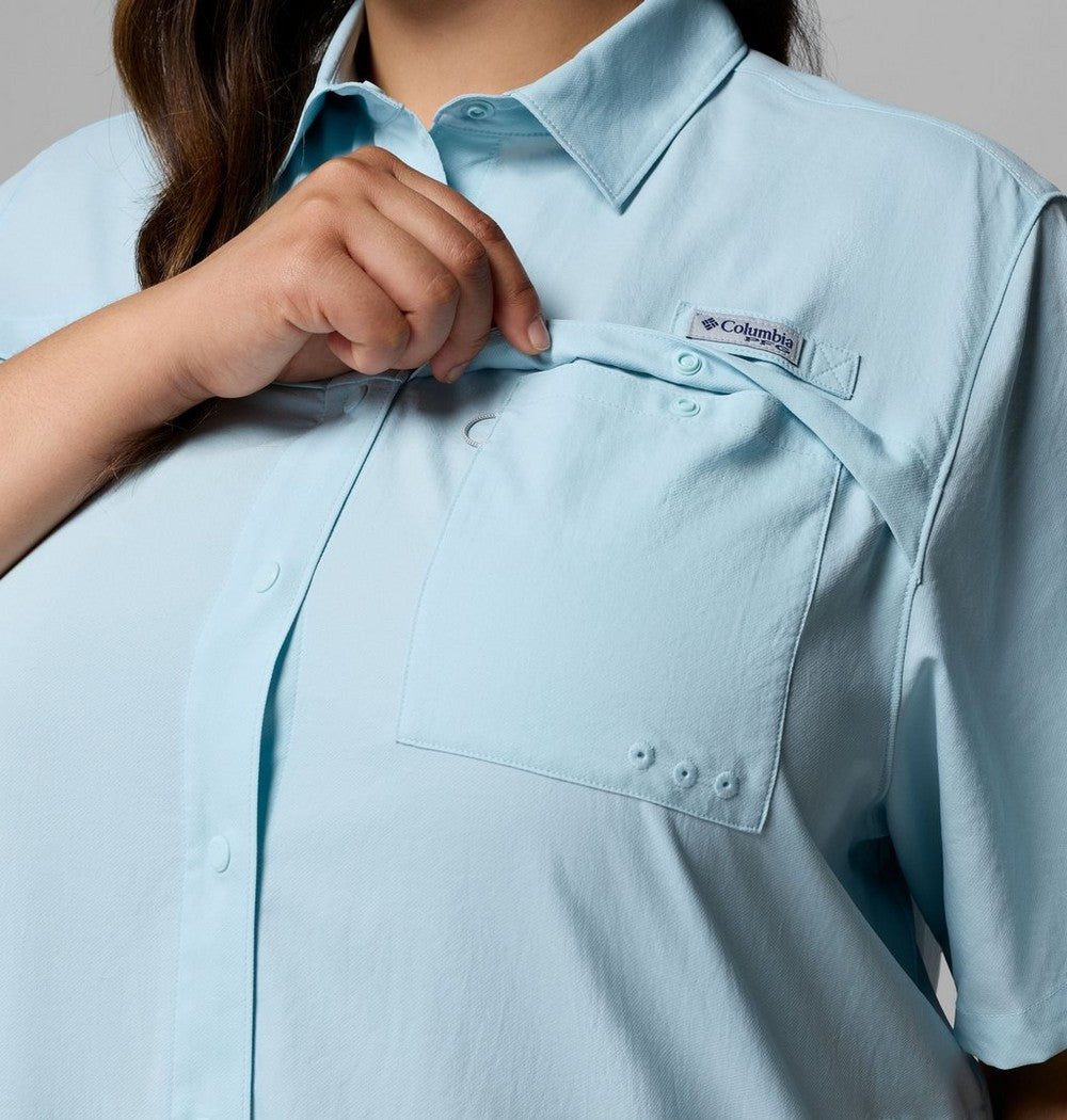 Women's Plus Short-Sleeve Fishing Shirt - Blue