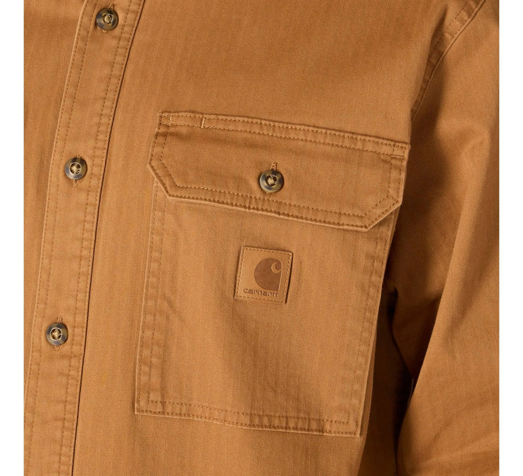 Men's Stretch Herringbone Shirt Jacket - Brown