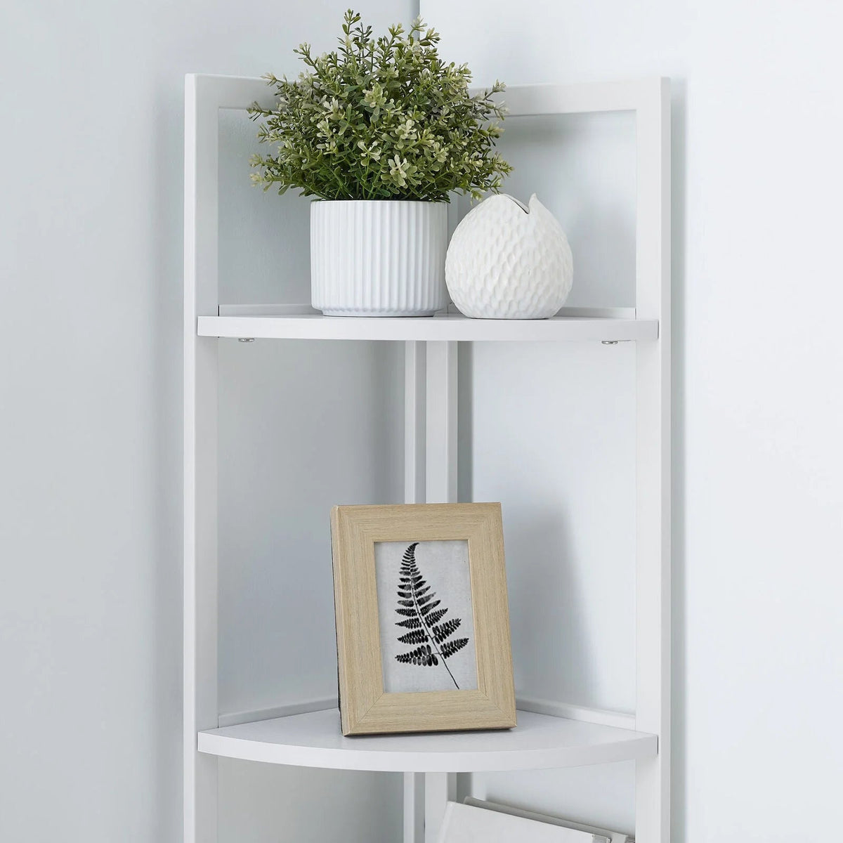 SWAREY 5 Tier Corner Bookcase Plant Stand Storage Shelf White