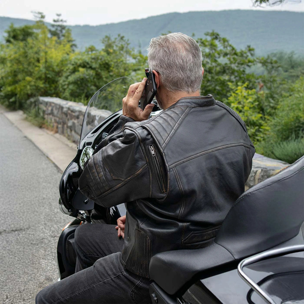 Men's Naked Cowhide Motorcycle Jacket - Brown