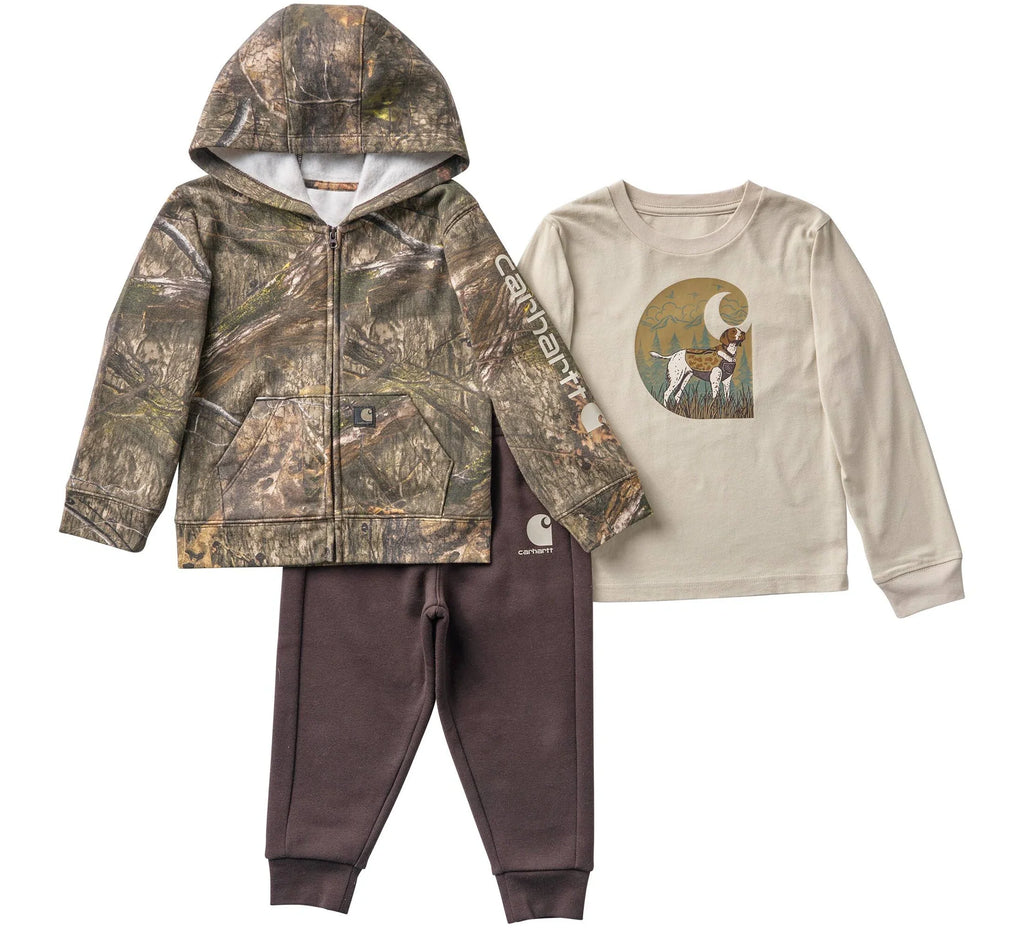 Toddler 3-Piece Camo Jacket, Tee & Pant Set - Brown