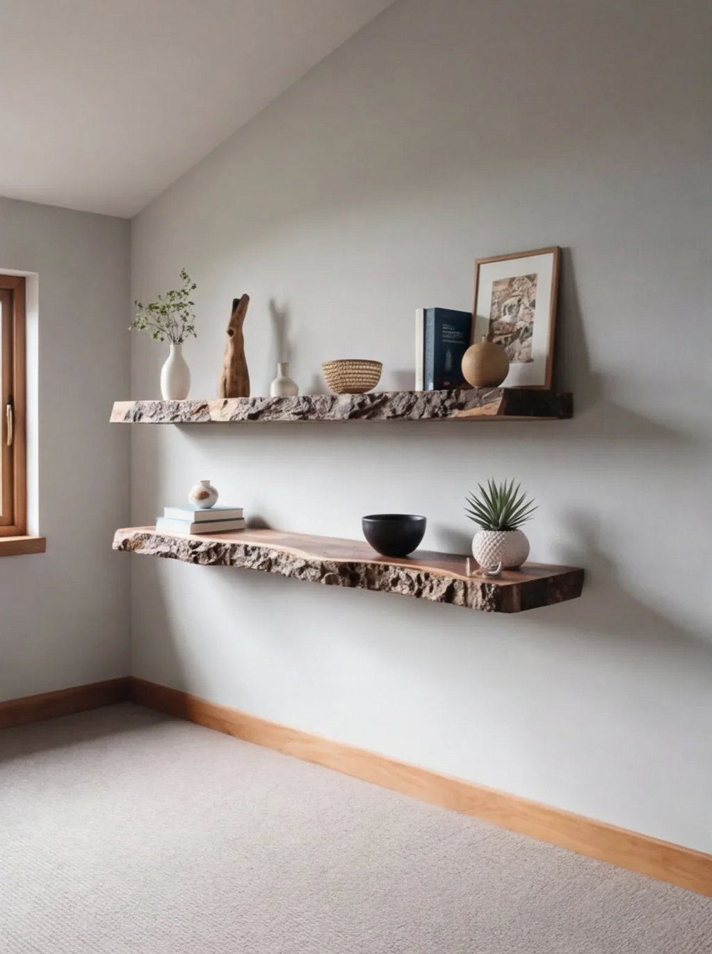 Live Edge Floating Wood Shelf