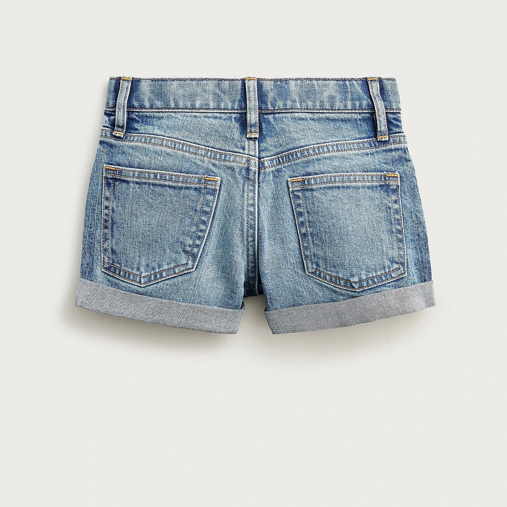 Girls' Stretch Denim Cuffed Shorts - Blue