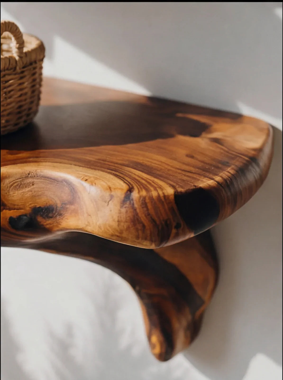 Scorched Live Edge Mushroom Floating Shelf