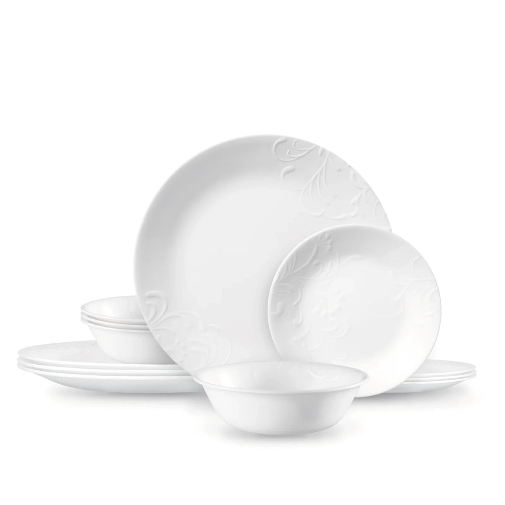 12-Piece Embossed Floral Dinnerware Set