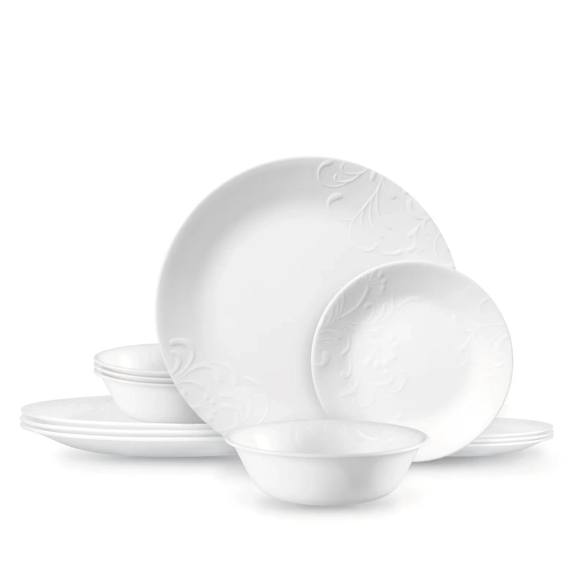 12-Piece Embossed Floral Dinnerware Set