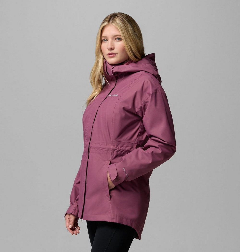 Women's Long Waterproof Rain Jacket - Mauve