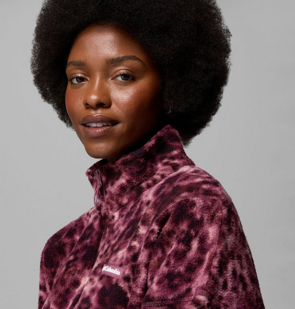 Women's Printed Fleece Half-Zip Pullover - Mauve