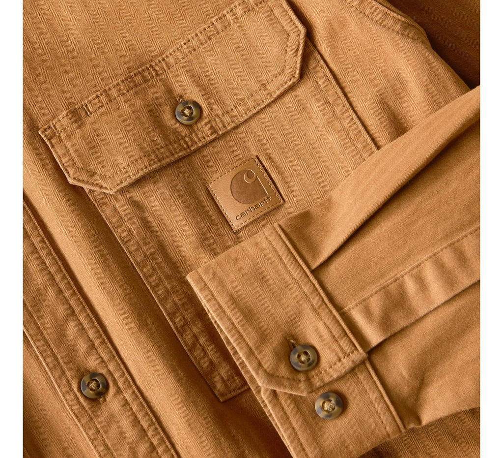 Men's Stretch Herringbone Shirt Jacket - Brown