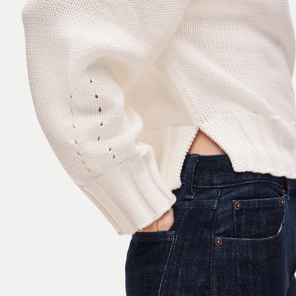 Relaxed Cotton Crewneck Sweater - Black