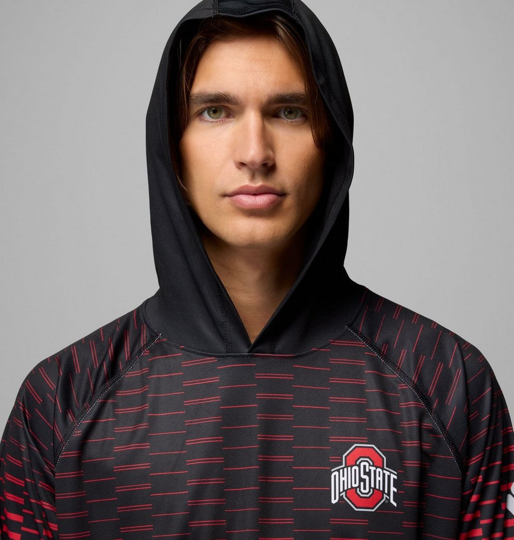 Men's UPF 50 Fishing Hoodie - Black Red
