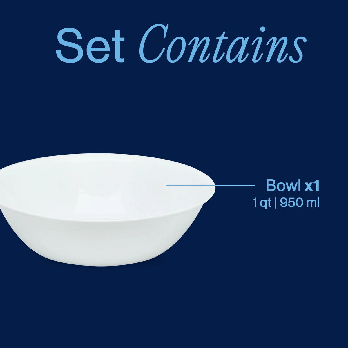 1-Quart White Glass Serving Bowl