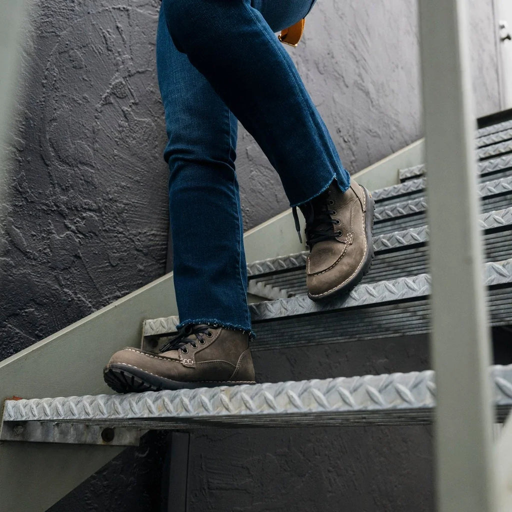 Women's Waterproof Moc Toe Leather Boot - Charcoal